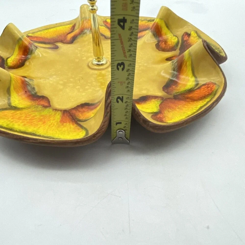 MCM Sequoia Ware Tidbit Serving Tray Yellow‎ Wave California Art Pottery USA VTG